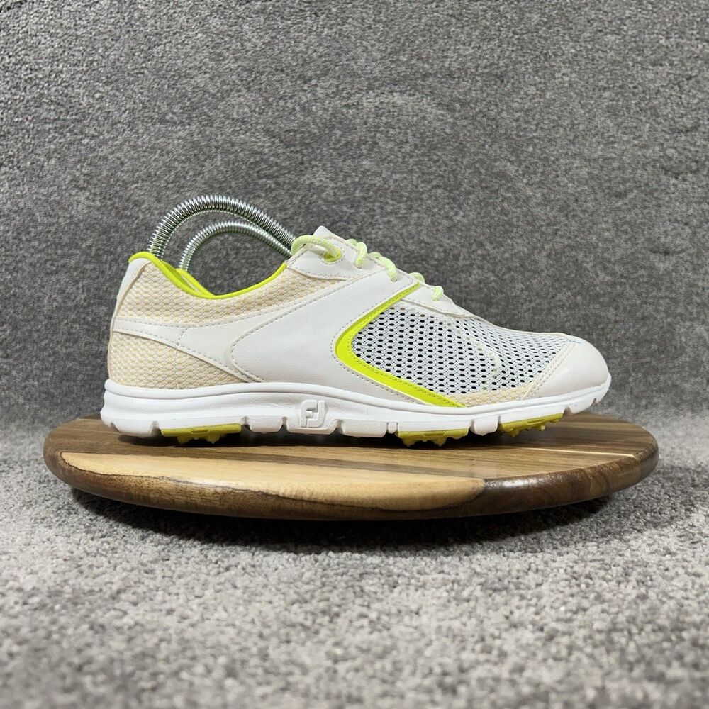 Footjoy Superlites Women’s Size 8 M White Neon Mesh Spikeless Golf Shoes Used